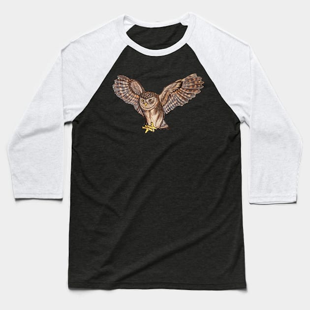 Attacking owl Baseball T-Shirt by uniqueecconcept